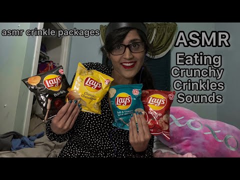 ASMR Eating Sounds Crunchy Bag (Bags Of Chips) Eating Chips Crinkle Packages (Soft Spoken) 💜😴