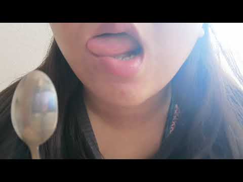asmr licking teaspoon gently (brandaasmr)