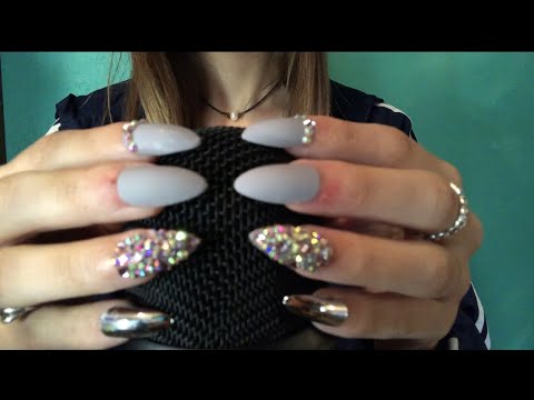 ASMR blue yeti mic scratching & tapping w acrylic nails no talking delicate slow visual & auditory