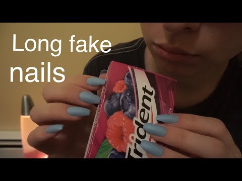 ASMR no talking - Gentle but fast tapping with LONG NAILS + gum chewing and mouth sounds