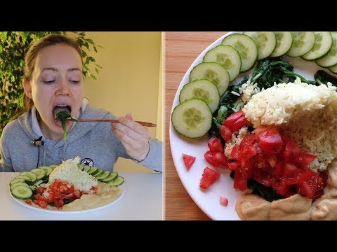 ASMR Whisper Eating Sounds | Delicious Rice, Hummus & Salad