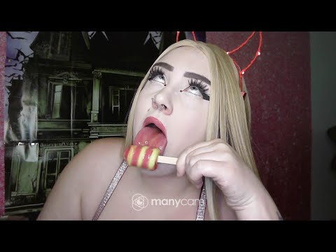 ASMR POPSICLE SUCKING VERY SLOPPY LOTS OF EYE CONTACT HALLOWEEN COSTUME SEXY