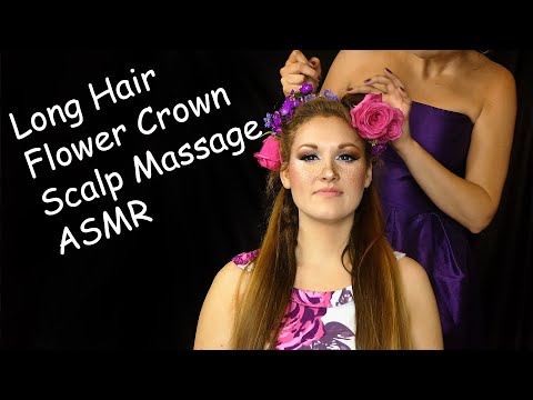 ASMR Relaxing Hair Play & Whispers to Help You Sleep, Putting Flowers in Her Long, Hair, Styling