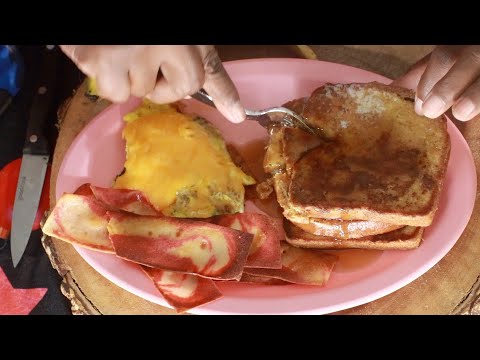 French Toast (Vegetarian) Bacon ASMR Eating Sounds