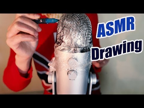 ASMR Drawing on the Mic|Painting on Plastic Wrap| ASMR Huyen