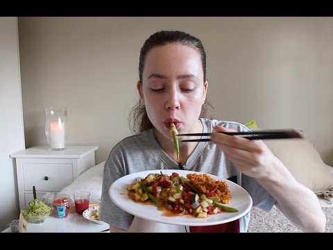 ASMR Whisper Eating Sounds | Vegetable Wok, Guacamole & Potato Chips