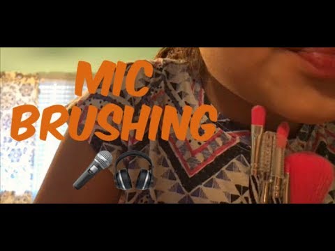 ASMR brushing the mic with different brushes