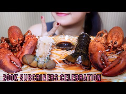 ASMR Eating Raw lobsters 🦐 to celebrate 200k subcribers ❤️ , THANK YOU | LINH-ASMR