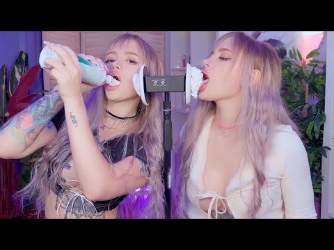 Asmr sweet twins make you relax | 4 triggers and whipped cream with Leah Meow