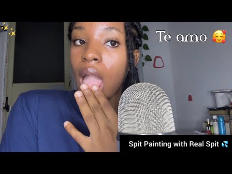 ASMR relaxing SPIT PAINTING in Spanish~ Real Spit| Mouth Sounds 🎨💦