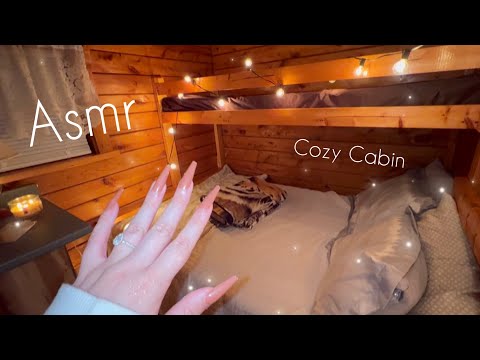 Asmr Tapping in a Cozy Cabin at Night🦉🌙 Crackling Fire & Nighttime Sounds (Soft Spoken)