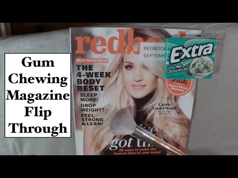 ASMR Carrie Underwood Magazine Flip Through with Gum, Whisper & Brush