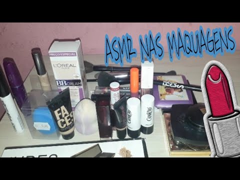 ASMR: Mostrando minhas maquiagens, tapping e sons de boca