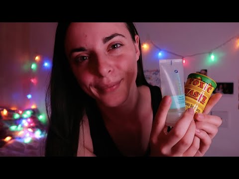 ASMR Cozy personal attention ❤️  Giving you a face mask & eating sweets together 😽  🤓  (whispering)