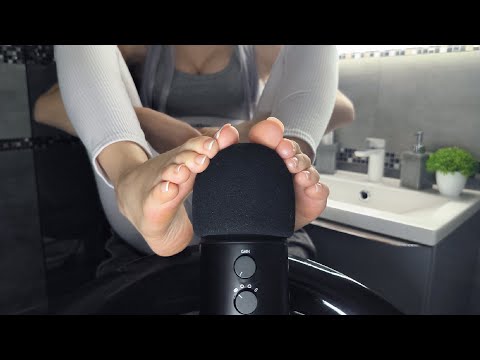 ASMR FEET MIC TOUCHING & SCRATCHING | Foot Sounds | Long Fake Toenails