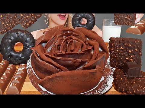 ASMR NUTELLA CHOCOLATE CREPE CAKE, DONUT MUKBANG 누텔라 초콜릿 크레이프 케이크 ヌテラチョコレートクレープケーキ