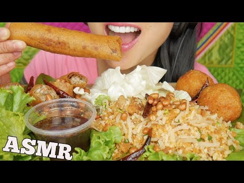 ASMR SPRING ROLL +Thai Fried Rice Balls *ยำแหนมข้าวทอด (EATING SOUNDS) NO TALKING | SAS-ASMR