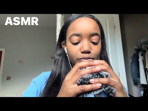 ASMR whispers + fluffy mic scratching