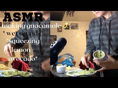 ASMR cutting fruit making guacamole with 2 ingredients ✨ - squeezing sounds