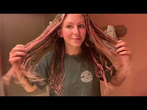 ASMR// DYING MY BLOND CURLY HAIR PINK🌸💕👄🧠👅👩🏻‍🎤