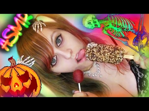 ASMR Halloween 🎃 Lollipop & Popsicle Licking ░ Mouth Sounds ♡ Food, Eating, Jack-O-Lantern, Candy ♡