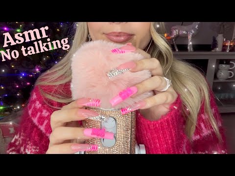 Asmr Sleepy Mic Triggers with Long Nails 🩵 Fluffy & Bare Scratches with lots of Nail Tapz 🩵✨