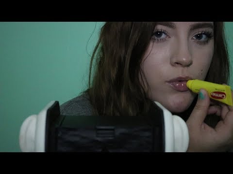 ASMR Brushing Your Ears - Applying Carmex - Gum Chewing - Mouth Sounds