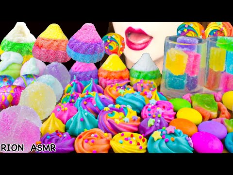 【ASMR】COLORFUL DESSERTS🌈MERINGUE COOKIE,DROP MARSHMALLOW,COLOLFUL CHOCOLATE MUKBANG 먹방 EATING SOUNDS