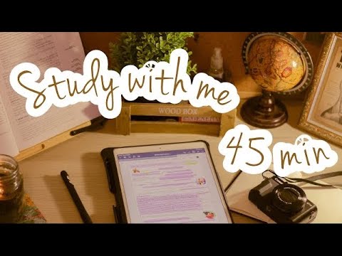REAL TIME STUDY WITH ME | 45 min | no breaks | no music | fireplace sound