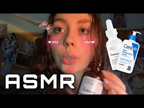 ASMR | Doing Your Skincare but *no talking* Inaudible Whispering and Gum Chewing ONLY