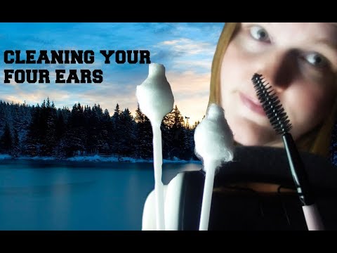ASMR Cleaning Your 4 Ears👂With Close Up Whispering Super Tingly, Binaural.