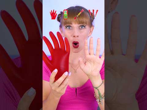 ASMR Red Emoji Jelly Hands, Sour Candy #shorts