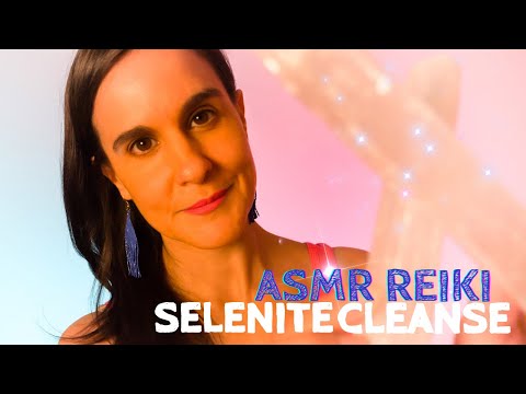 10 Min ASMR Reiki Infused Selenite Cleanse ✨(Tingles, Soft-spoken, Chakra balancing)