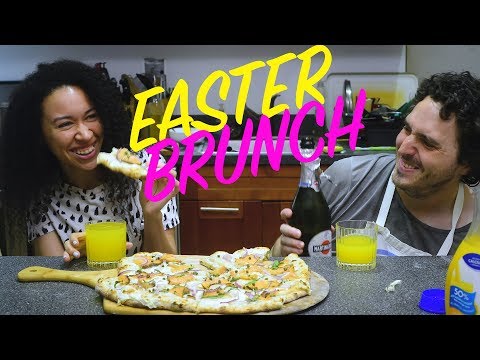 ASMR !! EASTER BRUNCH !! Salmon * PASTRAMI LOX * Breakfast Pizza ! 부활절 피자 먹방