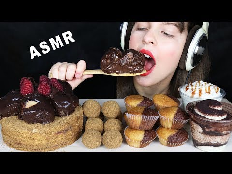 ASMR PROFITEROLE HONEY CAKE, TIRAMISU PARFAIT & MARBLE MUFFINS (EATING SOUNDS) No Talking 먹방