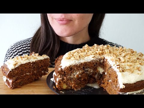 ASMR Eating Sounds: Vegan Carrot Cake (No Talking)