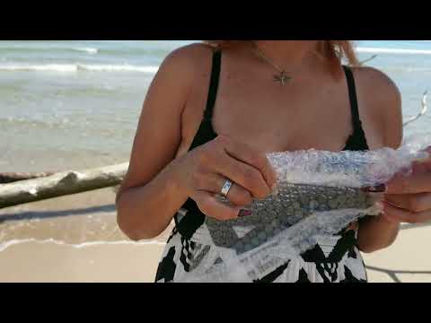 ASMR No Bra - Scratching & bubble sounds in beach (Full version)