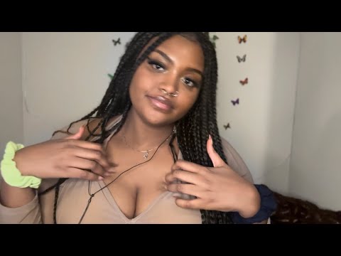Asmr chest, neck, and face tapping brushing and scratching