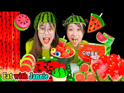 Mukbang Watermelon Ice Cream 🍉묵방 수박 아이스크림 Eat with Jannie