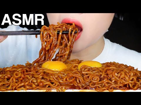ASMR Buldak-getti Fire Noodles+Black Bean Noodles 불닭게티 Eating Sounds Mukbang