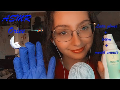 ASMR | Latex gloves with lotion and some mouth sounds 🧤👄