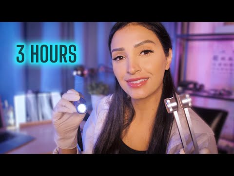 ASMR 3 Hour Doctor Roleplays | Cranial Nerve Exam, Ear Cleaning, Full Body Exam Roleplay for Sleep