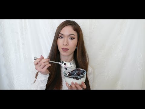 ASMR: Eating Blueberries with Greek Yogurt / Snack-Time