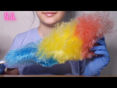 Asmr | Rainbow Brush Dust on Mic with Latex Gloves (NO TALKING)