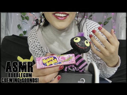 ASMR Bubble Gum Chewing 3DIO BINAURAL ♡🍬 With Tapping Sounds (Soft Spoken)