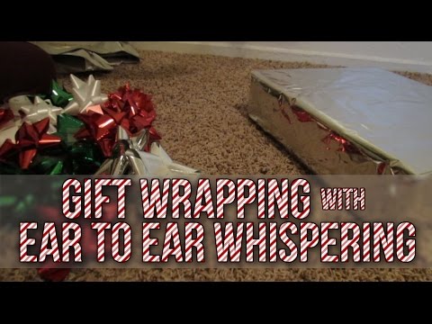 [BINAURAL ASMR] Gift Wrapping with Ear-to-Ear Whispering (paper crinkling, sticky tape, scissors)
