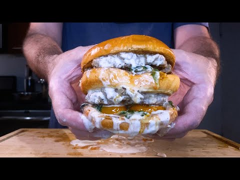 Juicy DOUBLE Alfredo Burger Recipe !