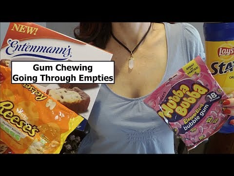 ASMR Gum Chewing Going Through Empties 20. Whispered, Tapping