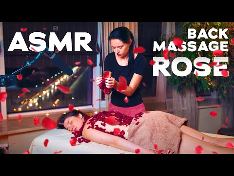 ASMR | MASSAGE | Relaxing asmr back massage with rose | evening rain sounds