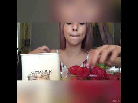 ASMR Strawberries and sugar and chalk eating